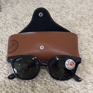 Ray-Ban Black Sunglasses with Premium Brown Leather Case